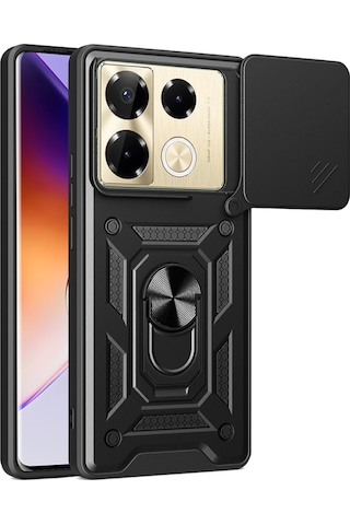 Nihcase İnfinix Note 40 Pro Kılıf Magnetik Standlı Kamera Korumalı Slide Sürgülü Cover Kapak