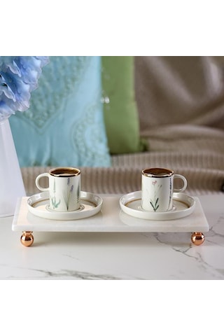 Akayev Mermer Beyaz 30X15 CM Rose Gold Boncuk Ayak Sunumluk