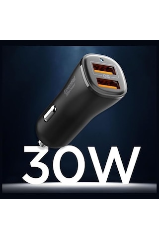 30w Usb-a 2 Port Araç İçi Hızlı Şarj Aleti 18w + 12w Akım Korumalı Güç Adaptörü Çakmaklık İphone & Android & İpad Type-c Pd Ev302 - Acp08700