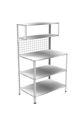 3 Katlı Paketleme Masası 59x93 Cm - 2 Raflı Tel Kafesli , Atölye, Depo, Hobi Çalışma Masası Gri