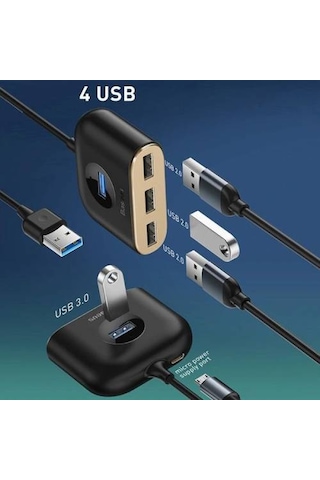 Baseus 1MT 4in1 USB HUB Adaptör USB3.0 TO USB3.0*1+USB2.0*3 Yükse