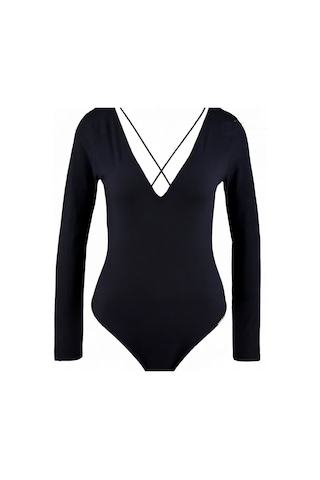 Bonbon Kadın Uzun Kollu Pamuk Kumaş Siyah Body Bb2166 Siyah