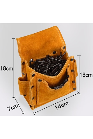 İş Çivisi Cebi Hakiki Deri Kalınlaştırılmış Aşınmaya Dayanıklı Çivi Yükleyici Bel Çantası Kemer Dahil Değildir