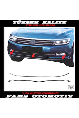 Vw Passat B8 Krom Ön Tampon Alt Çıta 3 Prç P.Çelik 2014-2019