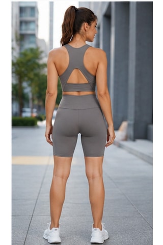 Cocosushicooo Kadın Spor Takım Toparlayıcı Yüksek Bel Biker Tayt & Destekli Spor Büstiyer Takım Vizon