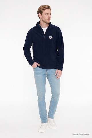 Ac&Co / Altınyıldız Classics Erkek Lacı Anti-pilling Tüylenme Yapmayan Soğuk Geçirmez Standart Fit Bato Yaka Sweatshirt Polar