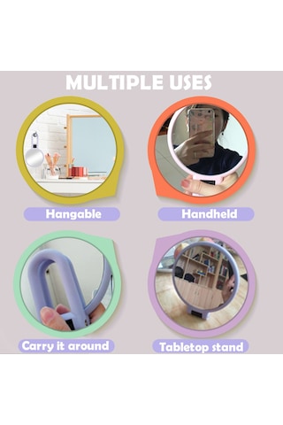 Moveevo 15x Büyüteçli El Aynası Katlanır Saplı Çift Taraflı Taşınabilir Seyahat Büyüteçli El Aynası Kaideli Makyaj Aynası Beyaz