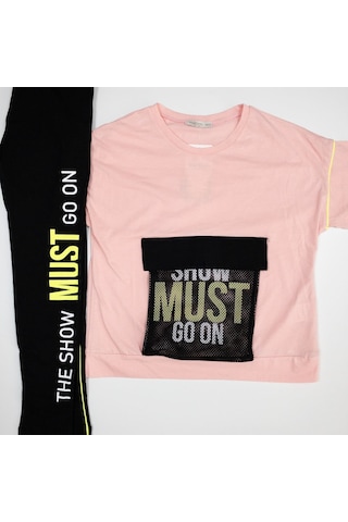 Via Girls Show Must Go On Baskılı Toz Pembe Takım Açık Pembe