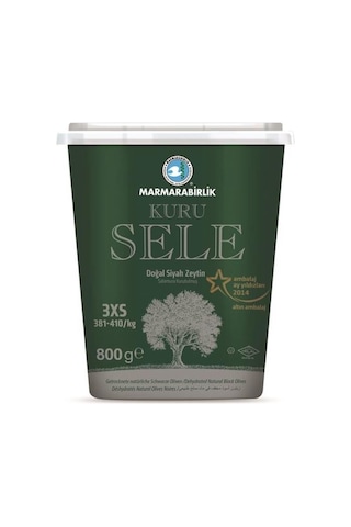 Marmarabirlik Doğal Kuru Sele 381-410 KB 3XS Siyah Zeytin Kutu 800 G