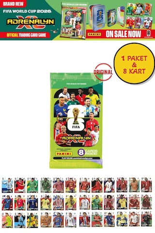 Dünya Kupası Fıfa 2026 Panini Adrenalyn Xl Koleksiyon Kartı Booster 1 Paket 8 Kart