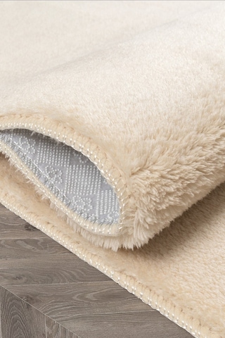 Vl Comfort Düz Saçaklı Peluş Düz Yolluk Bej Bej Düz Overlok
