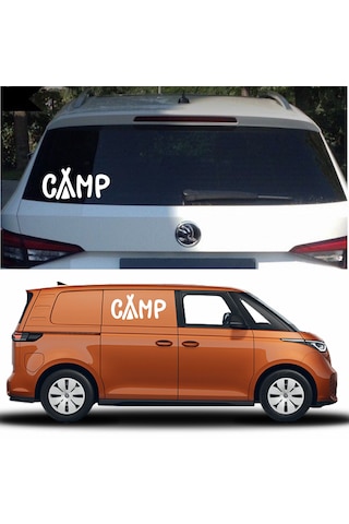 Kamp Yazılı Sticker - 4x4 Off Road Pickup Sticker - Araba Oto Motosiklet Karavan Cam Sticker - 02165 10x5 Cm