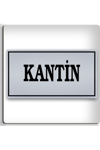 Kantin - Yönlendirme Levhası - Kendinden Yapışkanlı Metalik Gümüş Gri Tabela 8x15 Cm