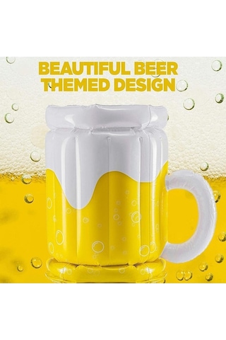 Pazly Pvc Şişme Soğutucu Bira İçecekleri Açık Kamp Barbekü Havuzu Plaj Partisi İçin Buz Kovası Beyaz - Sarı Beyaz - Sarı