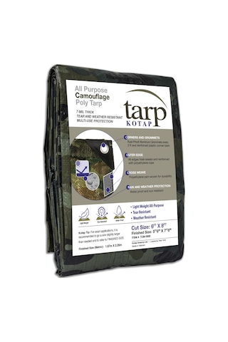 Kotap Tcm-0608 Kamuflaj, Su Geçirmez Çok Amaçlı Çok Amaçlı 7 Mil Poli Tarp, Boyut: 6 X 8', Yeşil/siyah