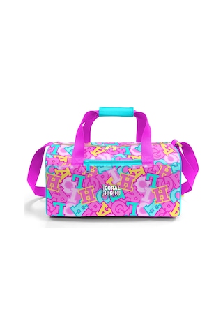 Coral High Pembe Su Yeşili Harf Desenli Spor Çantası 27551 124-Pembe