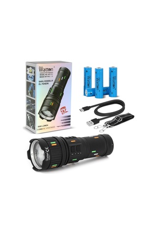 Hubrendy Kargo 5000 Lümen Cree Tg Led Şarj Göstergeli El Feneri Wt-731