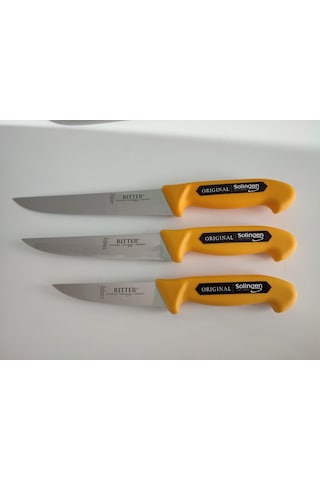 Solingen Kasap Bıçağı 3 Adet 21cm+18cm+13cm Sarı