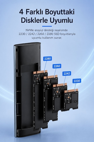 Usb 3.2 Gen2 10gbps M.2 Nvme Ssd Kutusu Harici Taşınabilir Alüminyum Alaşım Disk Kutusu Uasp Trım Komut Desteği Akıllı Uyku Modu 2230 2242 2260 2280 Y201