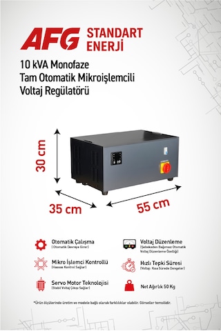 10 Kva Monofaze Tam Otomatik Mikroişlemcili Voltaj Regülatörü