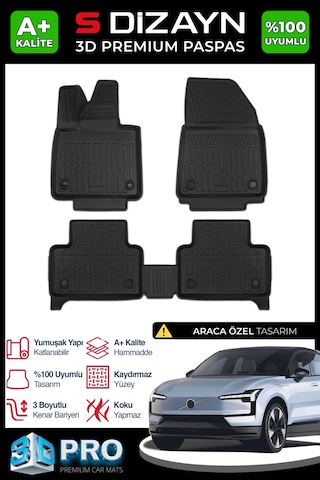 S-dizayn Volvo Ex30 3d Pro Havuzlu Paspas 2025 Üzeri A+ Kalite