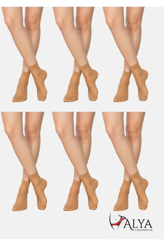 Alya Underwear Kadın Parlak Soket Çorap, 15 Den, Fit - 6'lı Paket Ten 57 6'lı