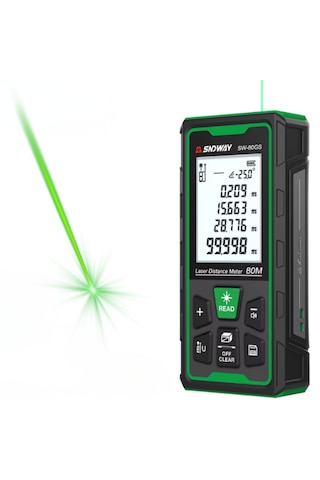 Sndway Sw-80gs Yeşil Lazerli 80 Metre Lazermetre Şarjlı Ve Ip68 Korumalı