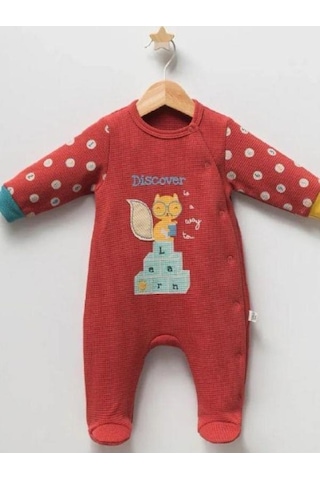 Erkek Bebek Sincap Baskılı Tulum-14943 Kiremit