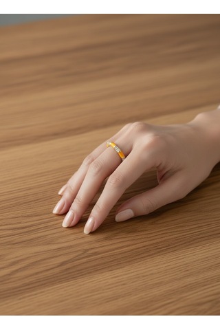 Valmont Accessories Kadın Gold Renk Turuncu Mineli Taşlı Yüzük
