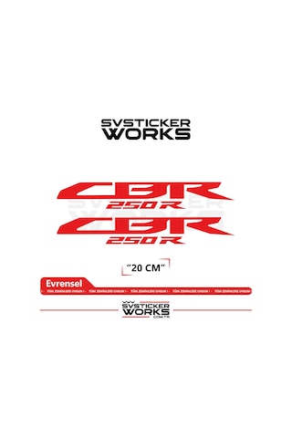 Honda Cbr 250r Sticker Uyumlu Yazı Yüksek Kalite Özel Kesim Folyo 2'li Set Kırmızı