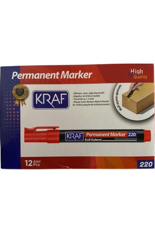 Kraf Permanent Markör Yuvarlak Uc 220 Kırmızı Koli Kalemi Çok Renkli