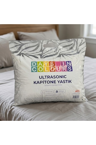 Çantalı 2 Adet Mikro Kapitone Silikon Yastık Mikrofiber Antialerjik - 800 Gram - 2 Adet Ultrasonik Kapitone Yastık Beyaz