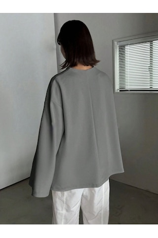 Know Kadın Füme İspanyol Kol Bol Kalıp Fermuarlı Modest Bluz Füme