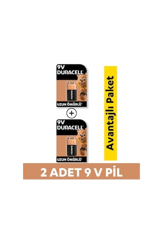 Duracell Alkalin 9 Volt Pil 2'li Paket