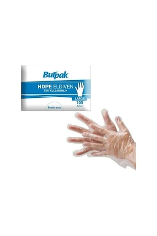Burpak Hdpe İş Temizlik Tek Kullanımlık Şeffaf Eldiven / Büyük Boy / 100 Adetlik 20 Paket - Koli