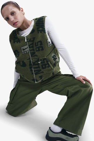 Nike Sportswear Fleece Sherpa Winterized Reversible Sythetic Fill Full-zip Çift Traflı Kadın Peluş Sentetik Dolgu Yelek Yeşil