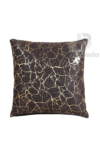 Altın Varak Desenli Dekorafit Tekli Kırlent Kılıfı 42x42 Cm Şık Ve Zarif Tasarım Siyah - Altın Varaklı