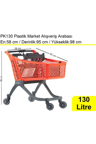 Pk130 Plastik Market Alışveriş Arabası 130 Litre Turuncu / En:58 Boy:95 Yükseklik:98 Cm