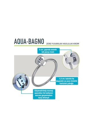 Aqua Bagno Zero Yuvarlak Havluluk - Parlak Krom
