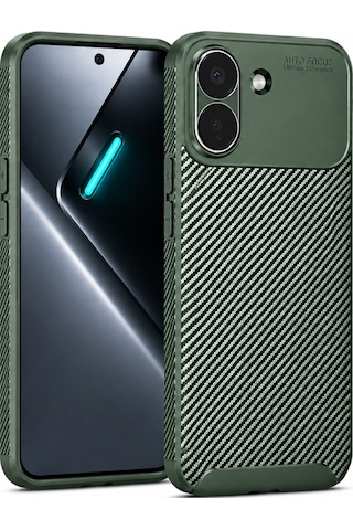 Xiaomi Poco X8 Pro Max Kılıf Karbon Silikon Case Koyu Yeşil