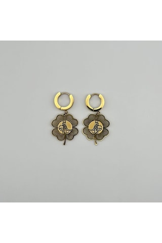 Arnes Jewelry Çelik Yonca Tuğralı Küpe Ar144nes Gold