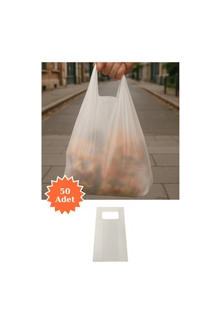 Şeffaf Atlet Poşet Market Bakkal Manav Mağaza Alışveriş Taşıma Torbası 37x63 Cm 50 Adet