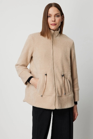 On Fashion Kadın Beli Bağcıklı Dik Yaka Vizon Mont 66721 Vizon