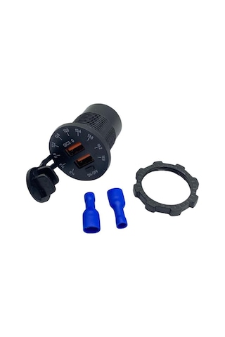 12v-24v Dijital Voltmetre+şarj Cihazlı Usb X2 3 A Off-on Anahtarlıi Işıklı 28 Mm