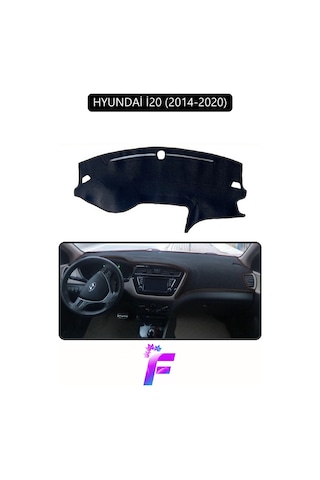 Hyundai İ20 2014-2020 Uyumlu Ön Torpido Örtüsü Kolay Montaj Kaymaz Tasarım Tam Koruma G48 Siyah