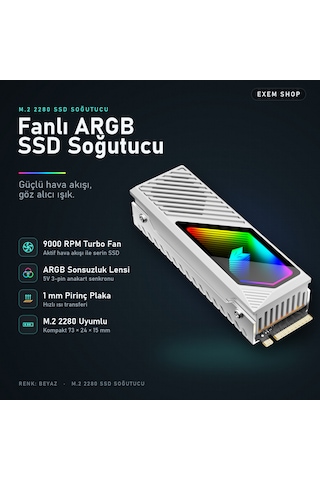 Fanlı Argb Ssd Soğutucu Beyaz Renk Beyaz - Argb