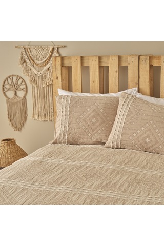 Bella Maison %100 Pamuk Glorinda Çift Kişilik Yatak Örtüsü Seti Bej 230 x 240 CM Bej