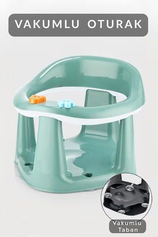 Bebek Destekli Banyo Oturağı - Vakum Tabanlı Bebek Mama Oturağı - Yeşil