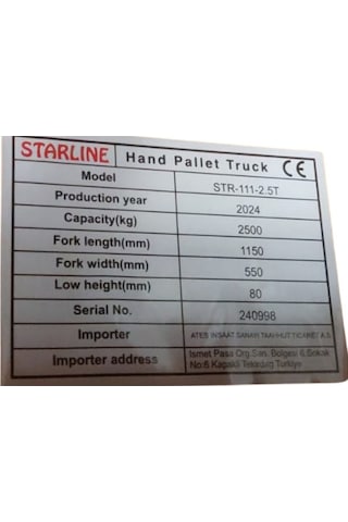 Starline Str-111 2,5 Ton Transpalet