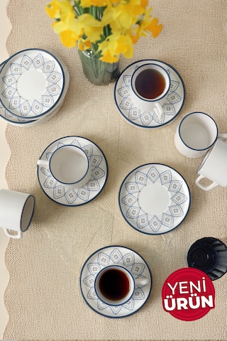 Keramika Floral Waves Stackable Çay Takımı 12 Parça 6 Kişilik Çok Renkli